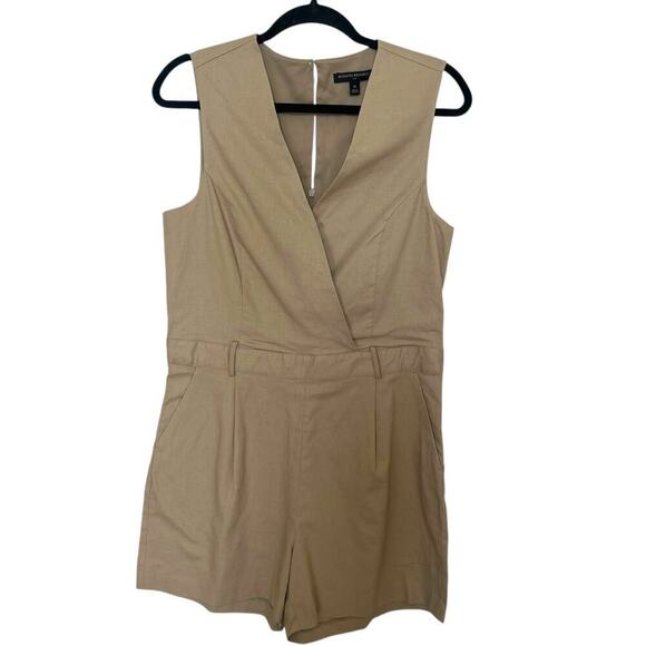 Banana Republic Factory Women's Linen Blend Safari Romper Beige Size 10 - Picture 2 of 10